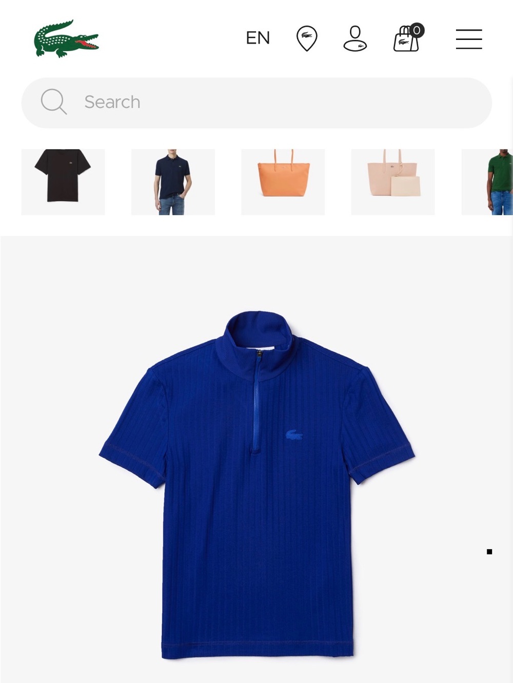 Lacoste Men's Cobalt Blue Short-Sleeve Quarter-Zip Polo